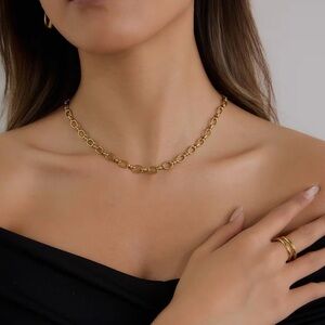 18K Gold Plated Link Big Oval 6mm Chain Necklace